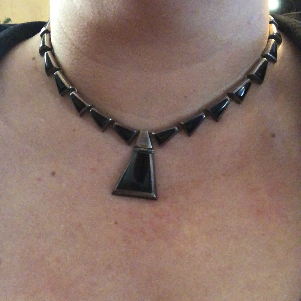 Fully Articulated Sterling/Onyx Necklace - Picture 4 of 4